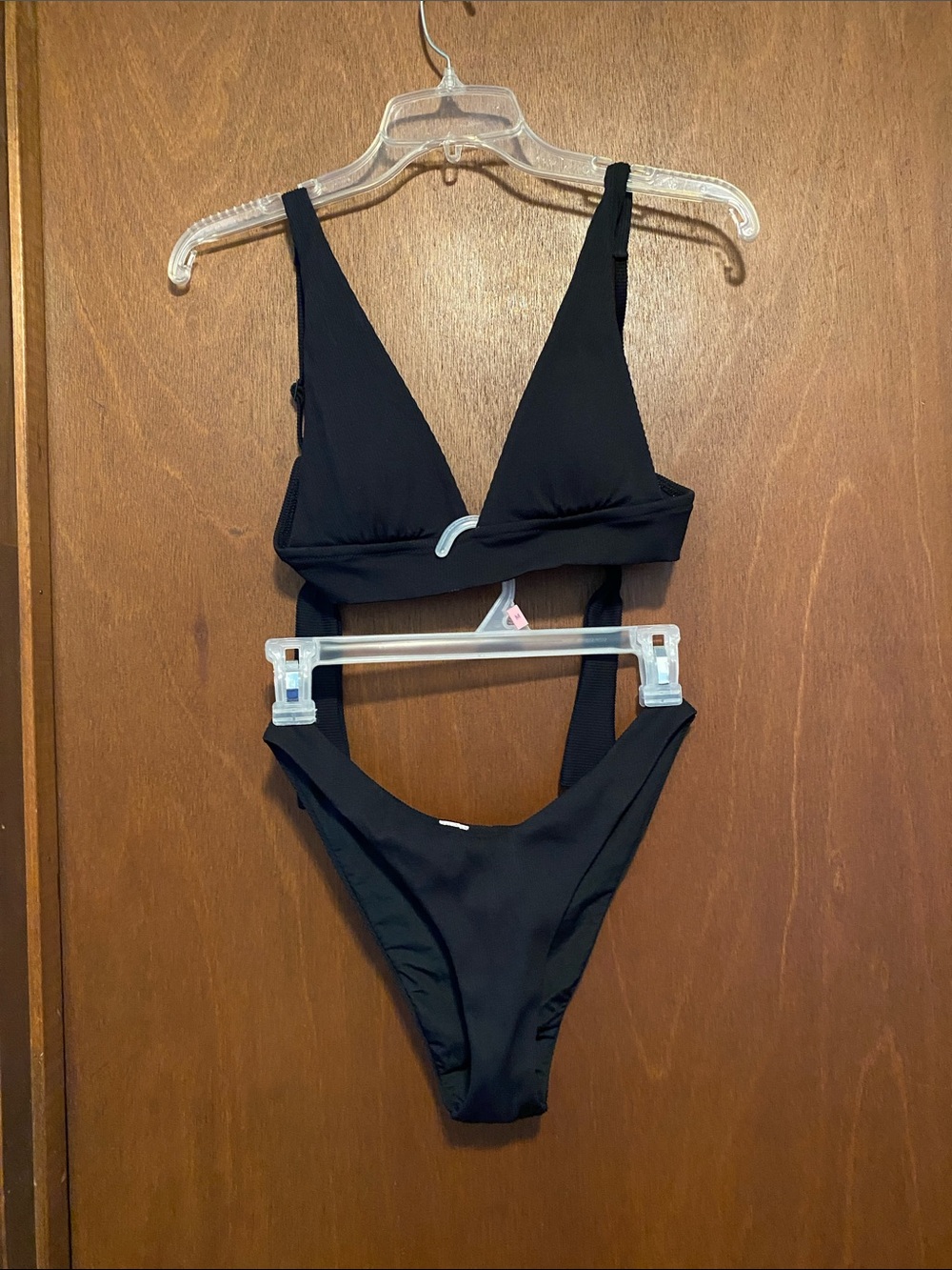 aerie Black V-Neck Cutout Bikini Set